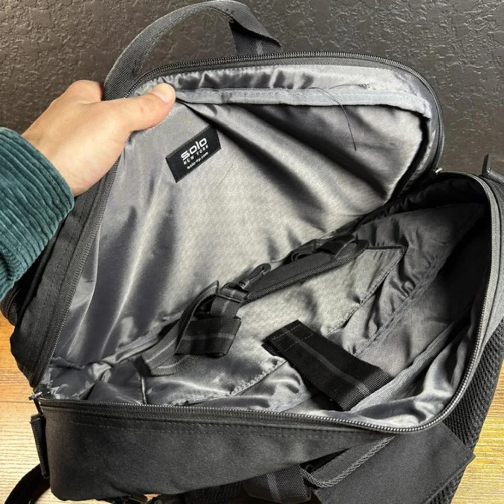 Solo New York Duane Hybrid UBN310 Black Polyester‎ Briefcase Backpack Mens OS